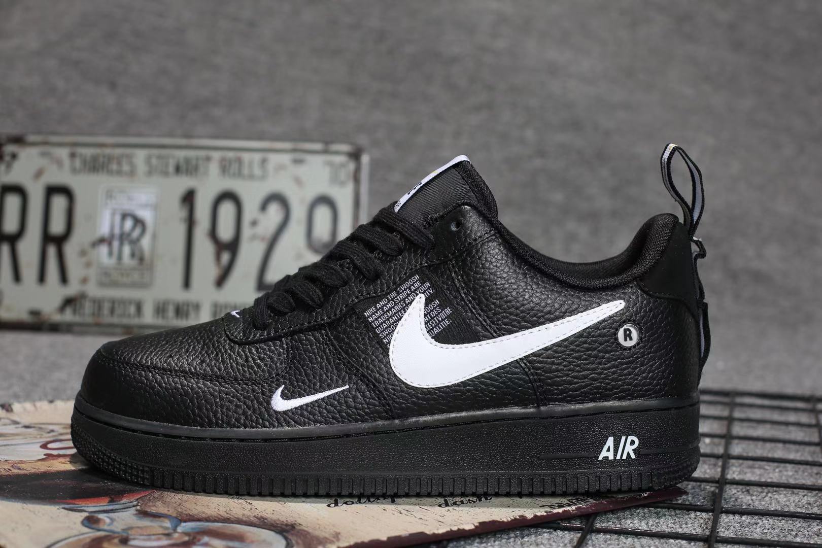 Nike Air Force 1 '07 LV8 Utility Black White Shoes - Click Image to Close
